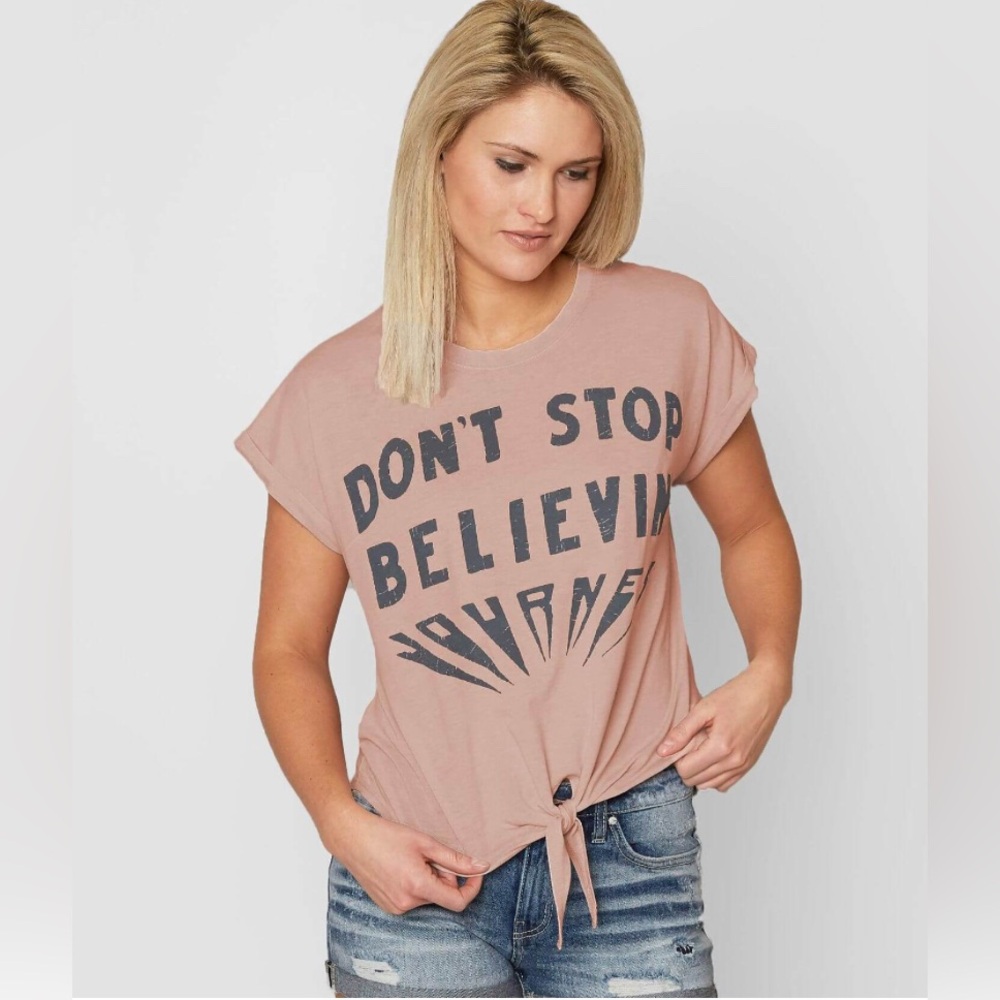 Sold out lucky brand Dusty Pink Tie Front Tee with Cuffed Sleeves size XL